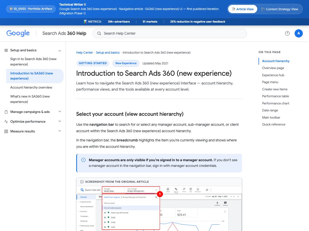 First page of the Search Ads 360 orientation guide